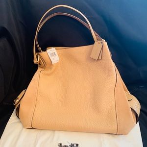 NWT COACH Edie Bag Mixed Leather suede Beechwood